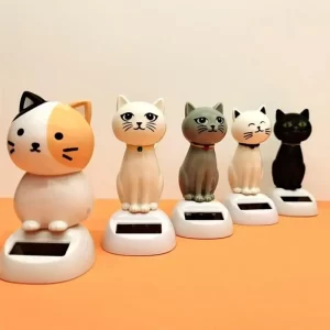 solar shaking cat car decoration cartoon cat toy dashboard decorations solar shaking head doll black cat small gadget decor