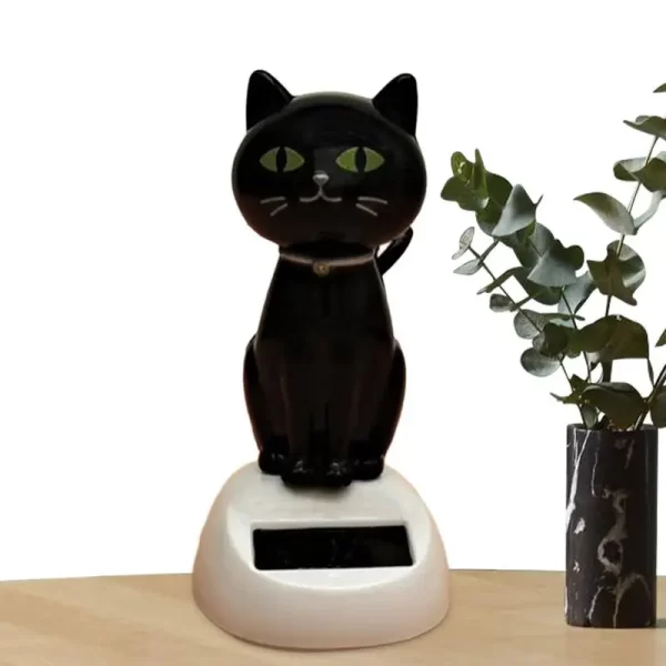 solar shaking cat car decoration cartoon cat toy dashboard decorations solar shaking head doll black cat small gadget decor
