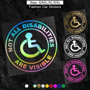 not all disabilities are visible car stickers car doors and windows decoration car accessories vinyl decal