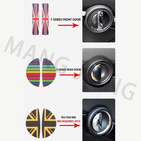 2pcs leather car front rear pull door handle sticker for mini cooper f54 f55 f56 f60 r55 r56 r60 decoration decal accessories