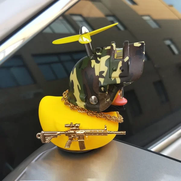 cute rubber duck toy car ornaments yellow duck car dashboard decorations bike gadgets with propeller helmet car accessories