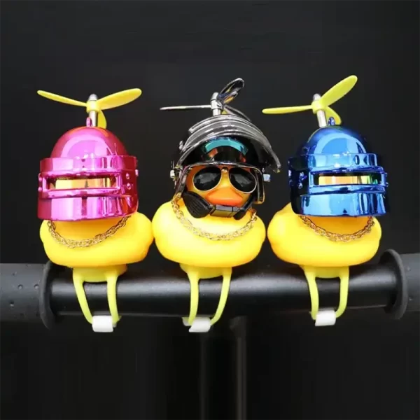 cute rubber duck toy car ornaments yellow duck car dashboard decorations bike gadgets with propeller helmet car accessories