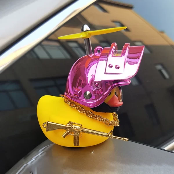 cute rubber duck toy car ornaments yellow duck car dashboard decorations bike gadgets with propeller helmet car accessories