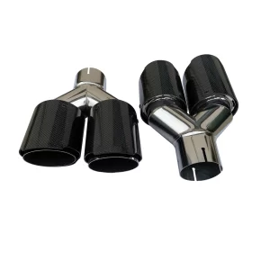1 pc. automobile universal carbon fib tail throat stainless steel silencer y shape double outlet exhaust nozzle tip