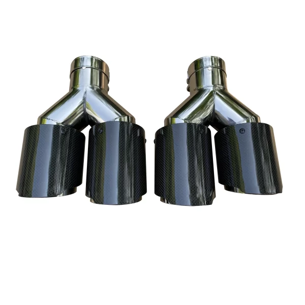 1 pc. automobile universal carbon fib tail throat stainless steel silencer y shape double outlet exhaust nozzle tip