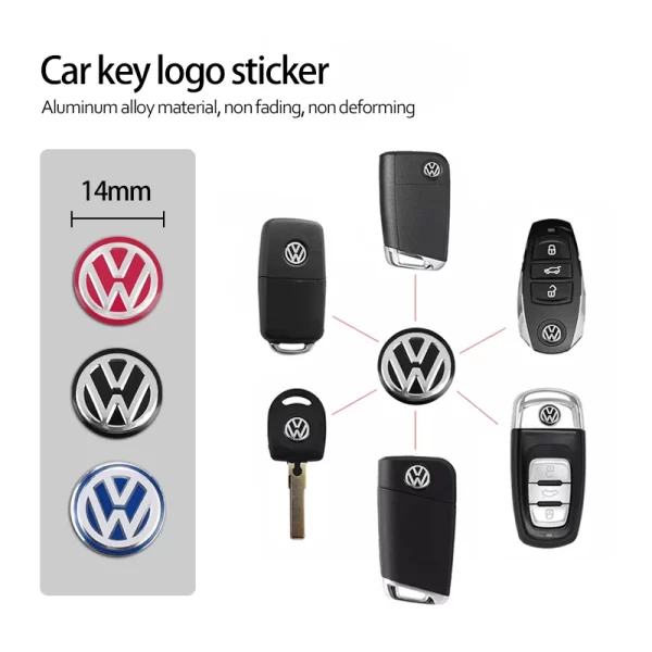 10pcs car remote key sticker aluminum emblem decal for vw gti polo golf passat tiguan arteon touareg cc taigo caddy jetta t roc