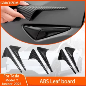 abs carbon pattern side camera cover for tesla model 3 highland 2024 model y juniper 2025 abs leaf board sticker accessories