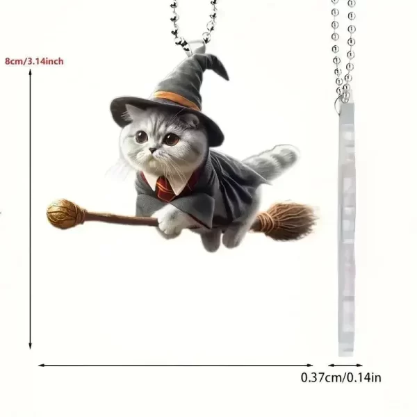 2d car pendant hanging ornament with chain realistic animal cat shaped rearview mirror hanging decor car interior accessories