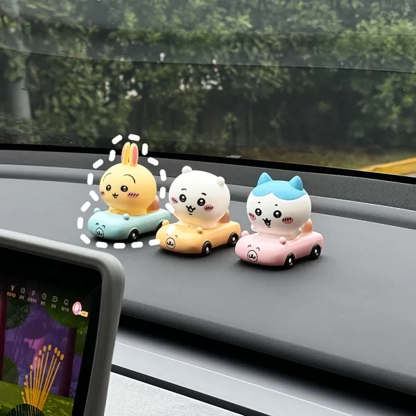 chiikawa mini car figurine cute dashboard decoration kawaii vehicle interior accessories character collectible gift for women