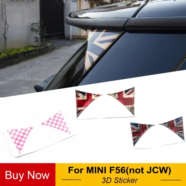 2pcs car exterior rear back trunk tailfins spoiler wing 3d sticker decal decor for bmw mini cooper f56 car styling accessories