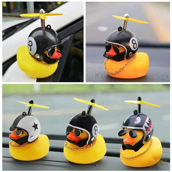 motorcycle accessories cute duck with propeller helmet broken wind rubber duck toy car bicycle small yellow duck decor ornaments