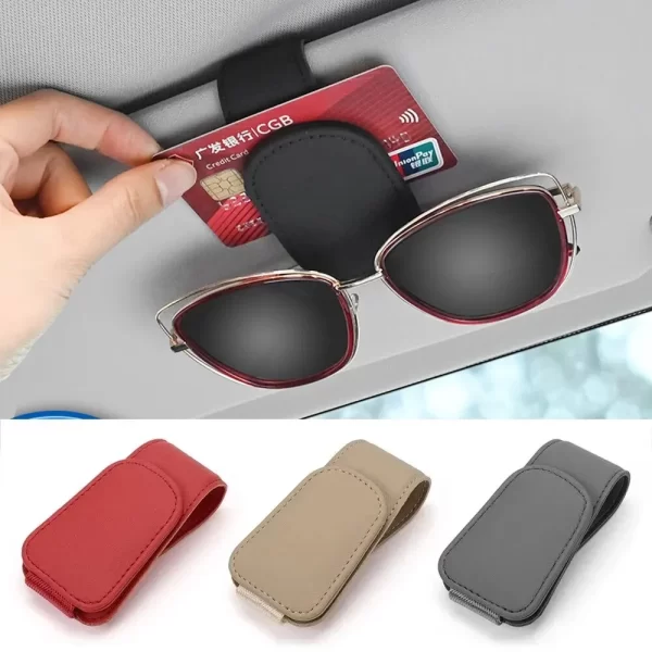 universal car auto sun visor eyeglass hanger clip leather glasses holder magnetic multi function automobile accessories storage