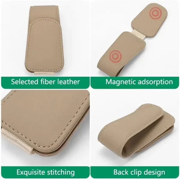 universal car auto sun visor eyeglass hanger clip leather glasses holder magnetic multi function automobile accessories storage