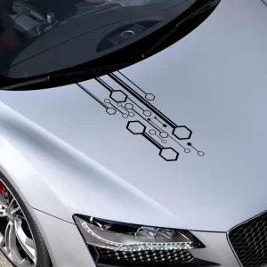 car hood sticker hexagon stripes decal film decor tunning accessories for vw volkswagen tesla skoda volvo suzuki bmw seat subaru