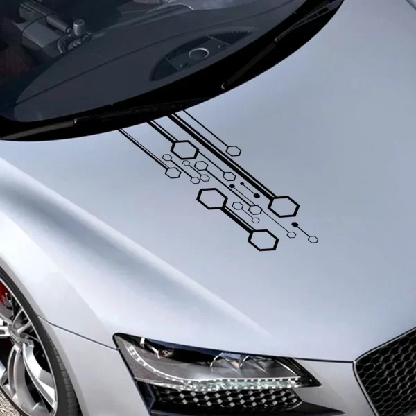 car hood sticker hexagon stripes decal film decor tunning accessories for vw volkswagen tesla skoda volvo suzuki bmw seat subaru