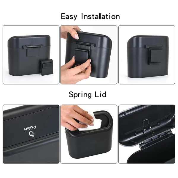 portable hanging mini car trash can,wastebasket trash can with lid, for car office home,auto storage bin accessories