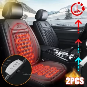 1/2 個冬加熱されたカーシートカバー 12v 加熱ウォーマーカーシートクッション自動ユニバーサルカーシートプロテクターマントカバーパッドセット