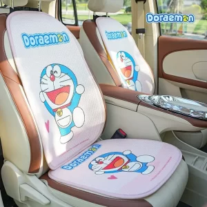 本物のドラえもんカーシートカバー、アイスシルクパッド、通気性、滑り止め、ユニバーサル、車両用、夏