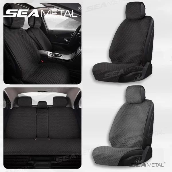seametal リネンカーシートカバー 滑り止め通気性亜麻フロント/リア自動車シートクッション四季ユニバーサルシートプロテクターカバー