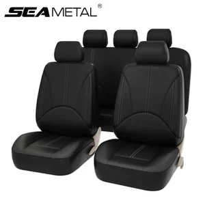 seametal レザーレットカーシートカバーセット通気性のある自動車シートクッションユニバーサルフルラップシートカバーエアバッグと互換性