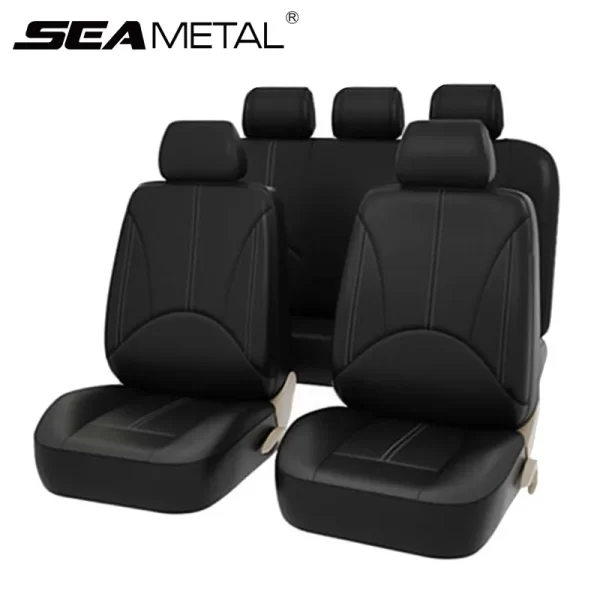 seametal レザーレットカーシートカバーセット通気性のある自動車シートクッションユニバーサルフルラップシートカバーエアバッグと互換性