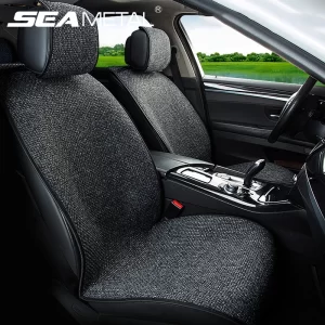 seametal 亜麻カーシートカバー 通気性 防汗リネン カーシートクッション 背もたれパッド付き 4シーズンユニバーサル 98%車両用