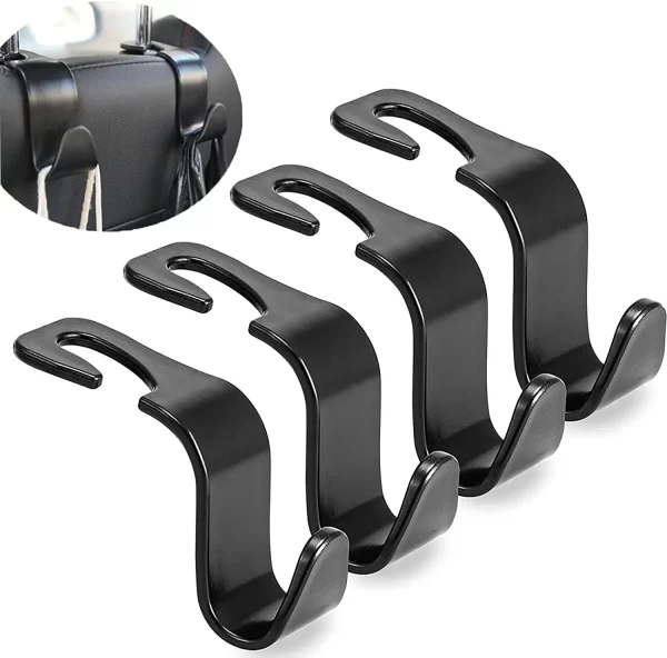 4 パックバッグ用フック車のクリップフロントシートヘッドレストオーガナイザーホルダー自動ファスナーハンガー車の収納インテリアアクセサリー